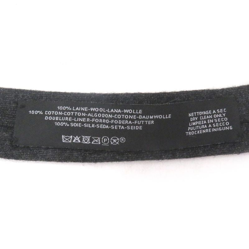 Hermes H Logo Velour Switch Narrow Tie Gray Black Made In France Men's Business