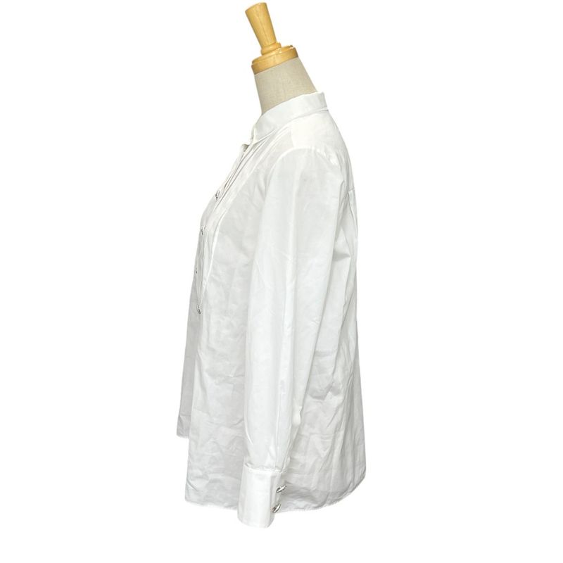 Chanel Blouse Rhinestone Button P59362 Cotton White