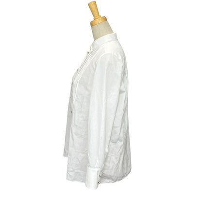 Chanel Blouse Rhinestone Button P59362 Cotton White