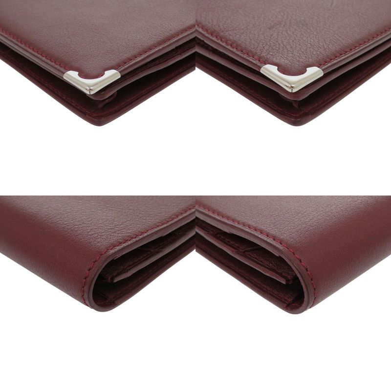 Cartier Calf Leather Bordeaux Long Wallet Red 0992 Cartier