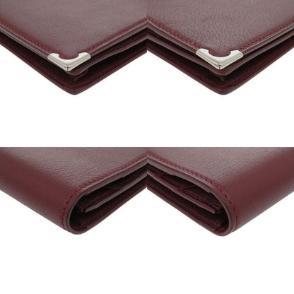 Cartier Calf Leather Bordeaux Long Wallet Red 0992 Cartier