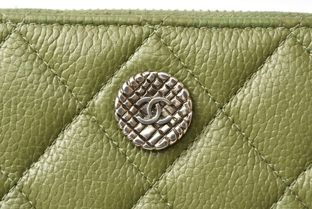 Chanel Wallet Medium Wallet Quilted Matelasse Caviar Skin Moss Green 230928-ch