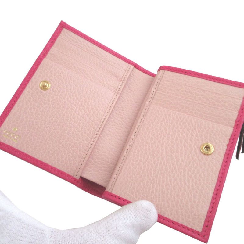 Gucci 772738 GG Marmont Leather Pink Bifold Wallet 0193 Gucci