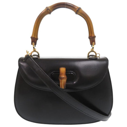Gucci Bamboo 000 46 0188 Leather Black 2WAY Handbag Shoulder Bag 0257 Gucci
