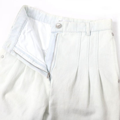 CHANEL P64118v60184 100% Cotton Coco Button Denim Pants Indigo 38 Made In Italy