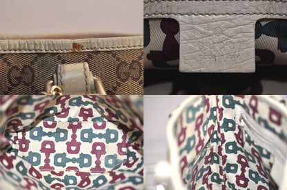 Gucci Web Sherry Line Tote Bag GG Canvas Leather 162898 Brown 7460m