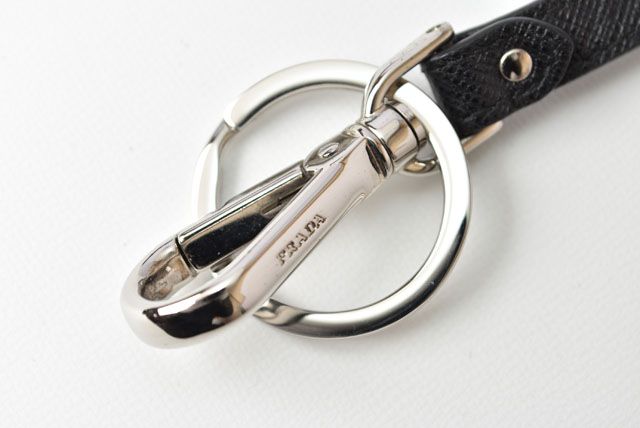 Prada Key Ring Key Holder Bag Charm NERO Black
