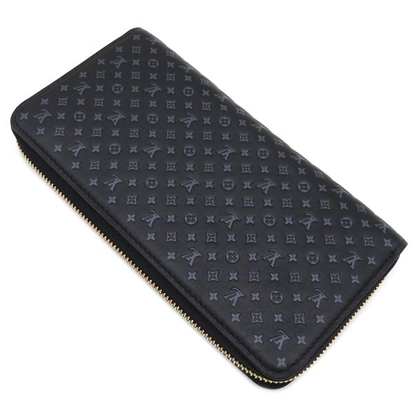 Louis Vuitton Long Wallet Nanogram Zippy Wallet Calf Noir Black Gold Hardware