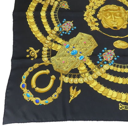 Hermes Scarf Carre 90 Kosmima Space Silk Black Gold Multicolor Fashionable