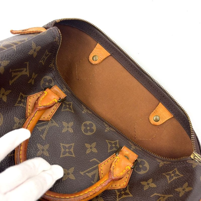 Louis Vuitton Speedy 30 Monogram Leather X PVC Brown Handbag Gold M41526