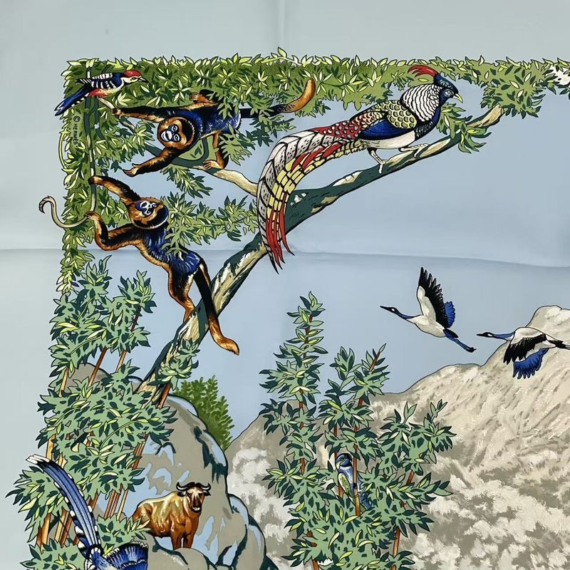 Hermes Carre 90 Scarf Sichuan Blue