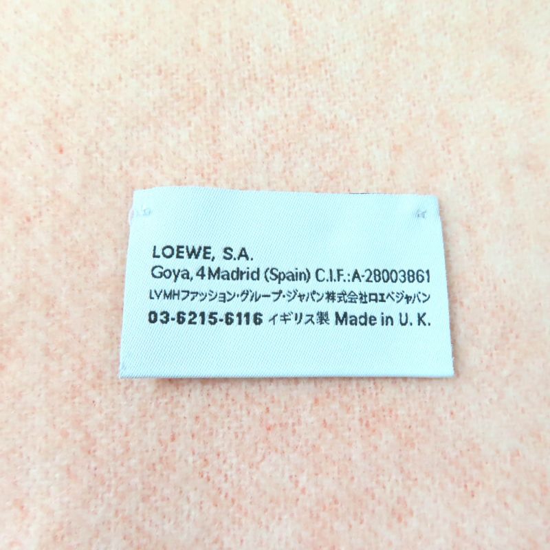 LOEWE Wool Cashmere Blend Anagram Embroidered Fringed Scarf Orange Made In