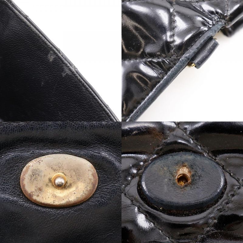 Chanel Chain Shoulder Matelasse Chain With Coco Mark Enamel Black Ladies