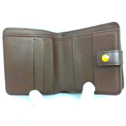 Louis Vuitton Compact Zip Fold Wallet Damier Ebène N61668 Brown Gold Hardware