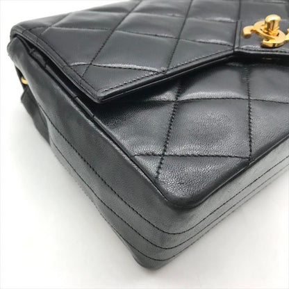 Chanel CC Logo Quilted Lambskin Turnlock Chain Shoulder Bag Black