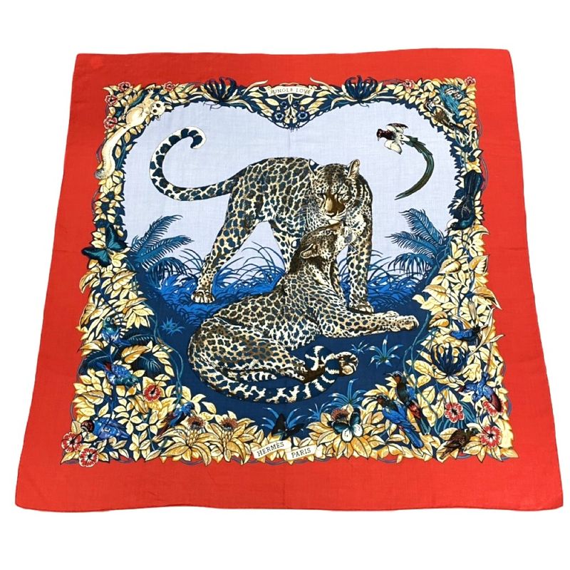 Hermes Scarf Carre 140 DIP DYE Jungle LOVE Cashmere Red