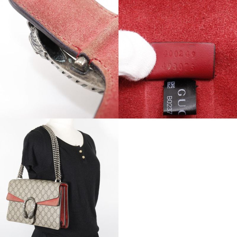 Gucci Duonisos Chain Shoulder 400249 GG Supreme Canvas And Suede Brown Women