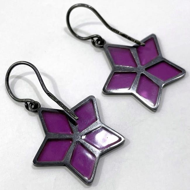 Bottega Veneta Star Earrings Purple Black Ec20023 Excellent Condition