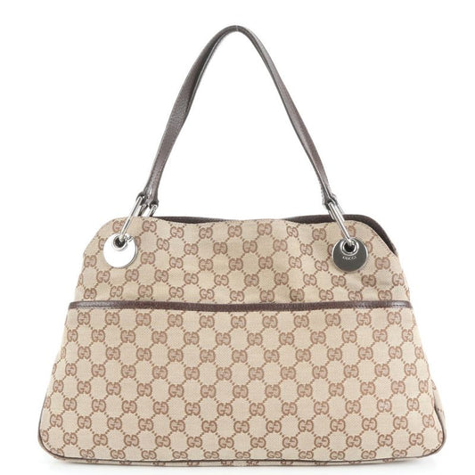 Gucci GG Canvas Leather Tote Bag Shoulder Hand Brown 121023 Women's EUE Cw44-6