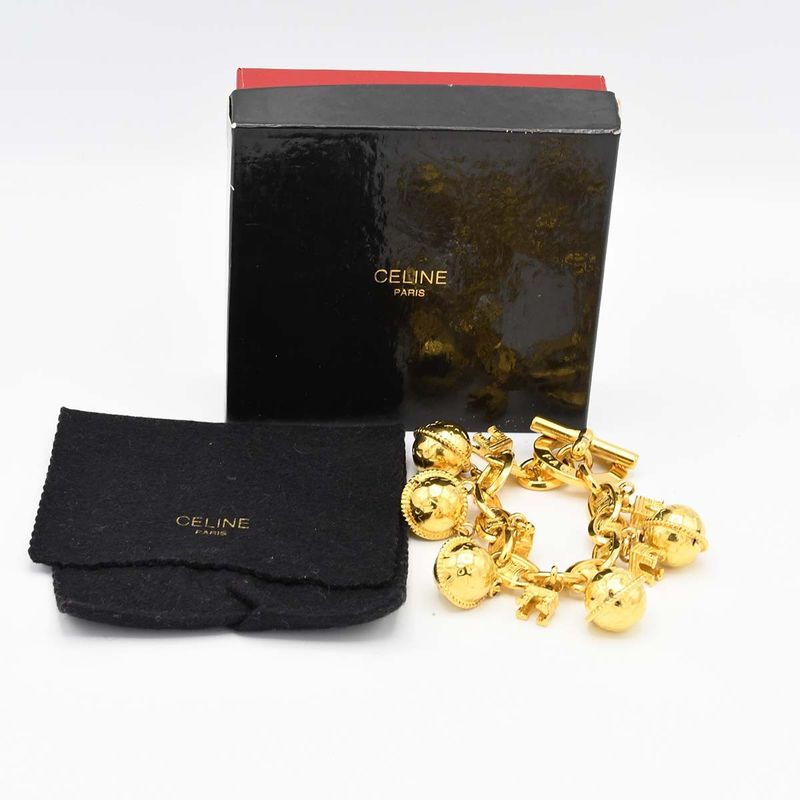 Celine Bracelet Star Ball Arc De Triomphe Macadam Gold Color 120.8g Accessories