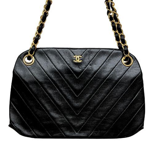 Chanel Handbag Lamb Leather Lamb Leather Clasp V-stitching Black