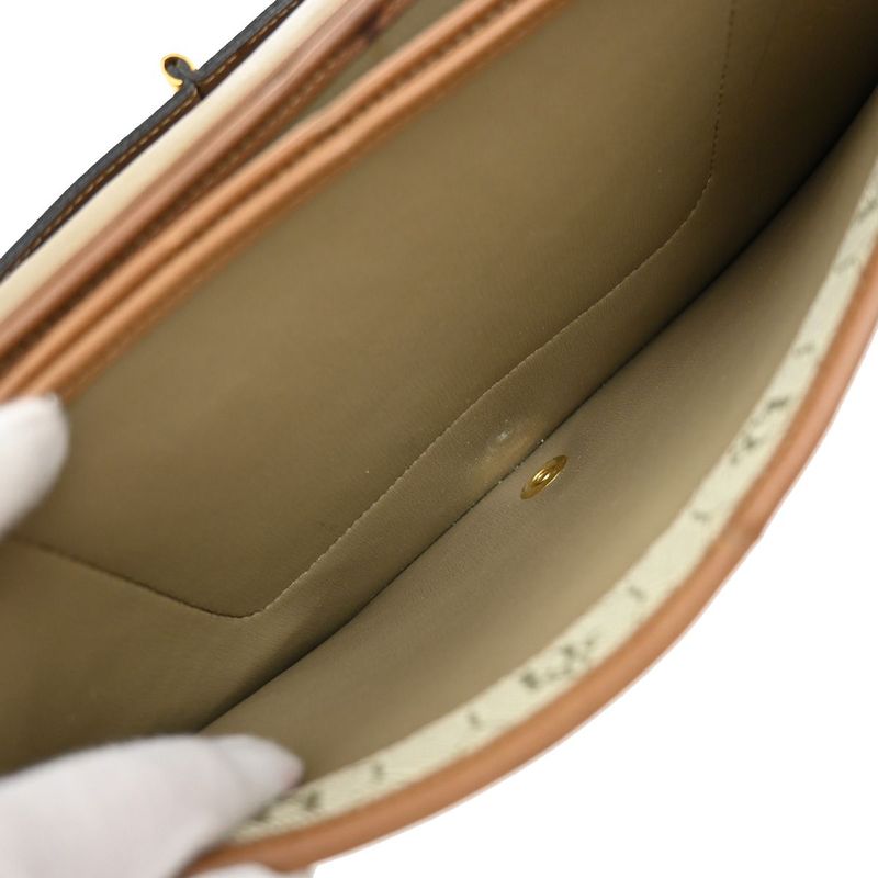 Christian DIOR Shoulder Bag Beige Canvas Leather 68ka786