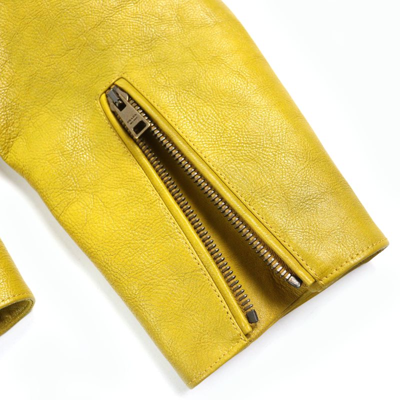 Prada 2021 Upw416 Calfskin Triangle Logo Charm Padded Double Riders Jacket