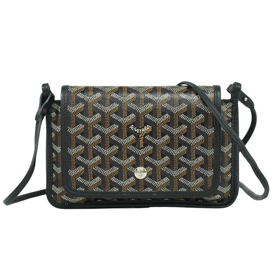 Authentic Goyard Plumet Shoulder Bag Pochette Pouch Wallet PVC Black Brown Bag