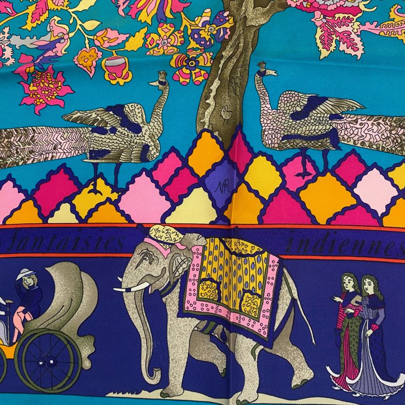 Hermes Carre 90 Scarf Large Silk Fantaisies Indiennes Dazzling India Multicolor