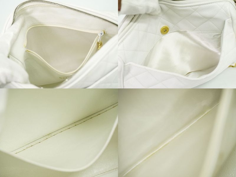 Authentic Chanel Coco Mark Matelasse Chain Shoulder Bag Pochette Caviar Skin