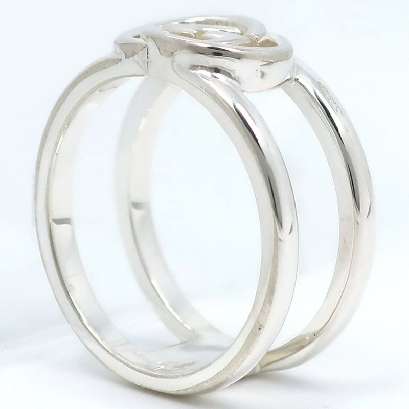 Gucci Interlocking G Open Silver 925 Size 14 Ladies 5.2g Ring