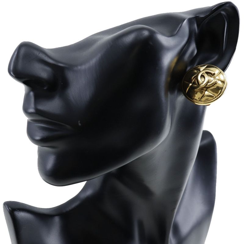 Chanel Coco Mark Matelasse Vintage Gold Plated Ladies 18.1g Earrings