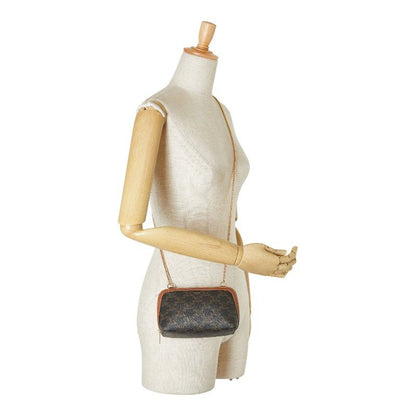 Celine Triomphe Black Brown PVC Leather Women's Celine