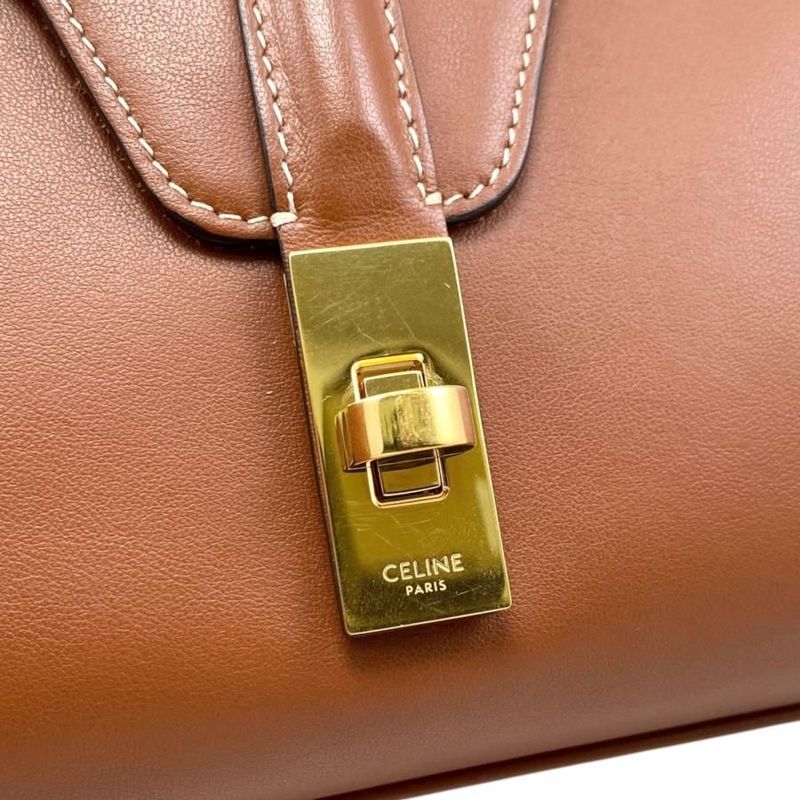 Celine Shoulder Bag Teen Soft 16 Caisse 196853 Calfskin Tan Brown Gold Hardware