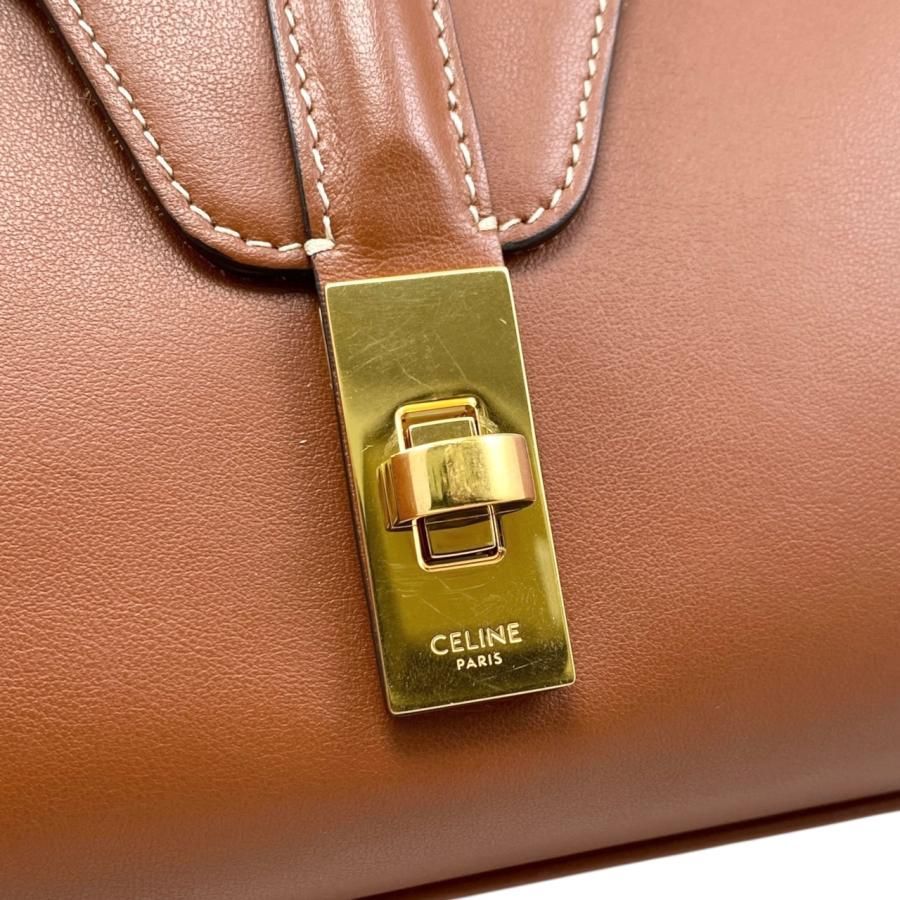 Celine Shoulder Bag Teen Soft 16 Caisse 196853 Calfskin Tan Brown Gold Hardware