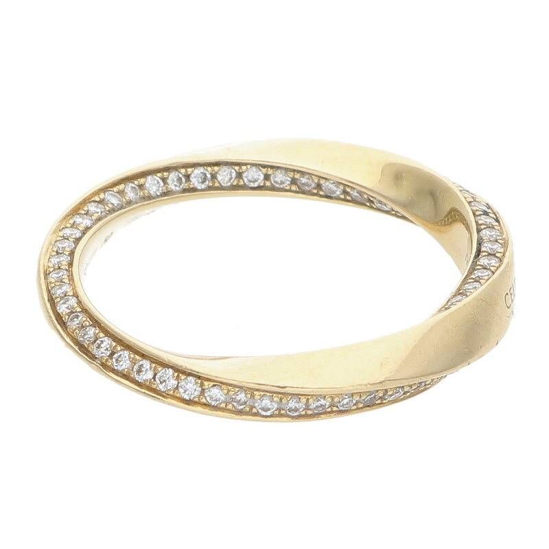 Celine Torsion 18K Yellow Gold Diamond Ring Ladies 9 50