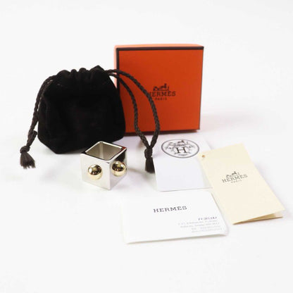 Hermes Metal GP Cube Scarf Ring Gold Silver With Box And Storage Bag Made In