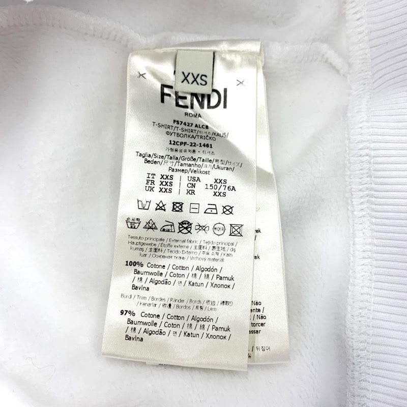 Fendi Top Cotton White Black Logo Long Sleeve Sweatshirt Cropped Brushed
