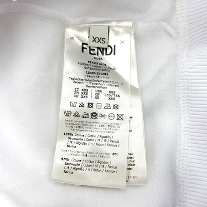 Fendi Top Cotton White Black Logo Long Sleeve Sweatshirt Cropped Brushed