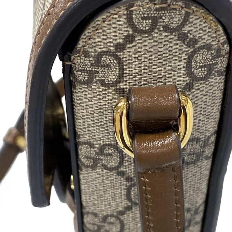 Gucci Shoulder Bag GG Plus GG Supremehorsebit 625615 Beige And Dark Brown Mini