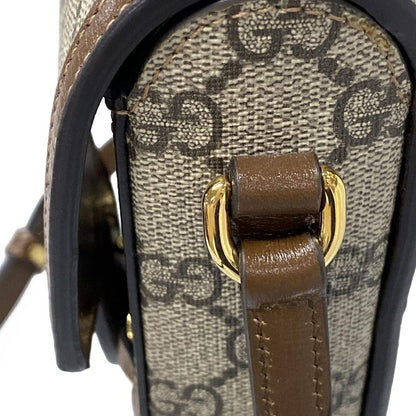Gucci Shoulder Bag GG Plus GG Supremehorsebit 625615 Beige And Dark Brown Mini