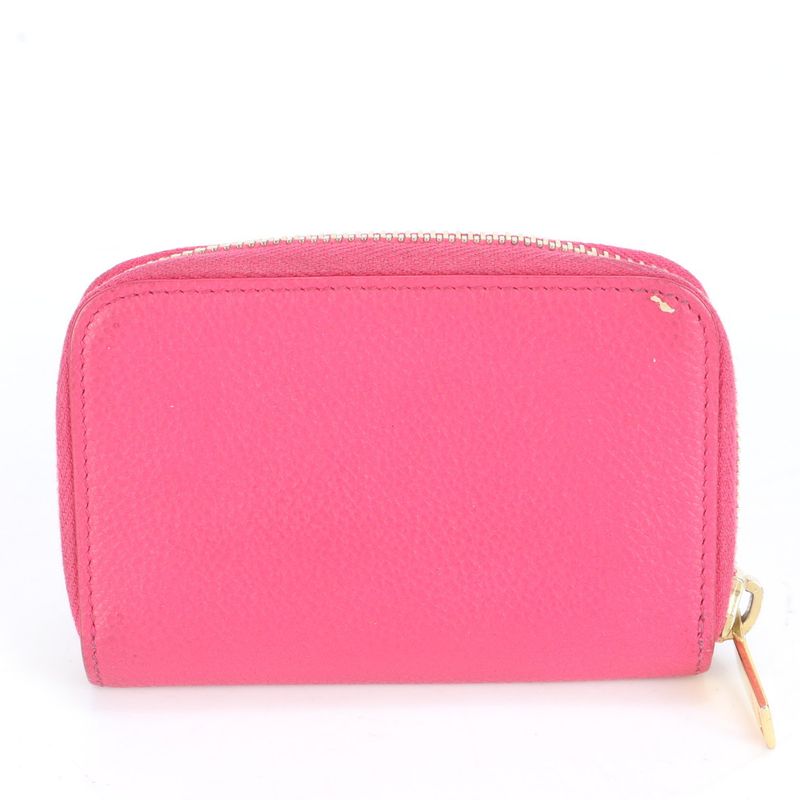 Saint Laurent Paris YSL Leather Coin Case Coin Purse Compact Wallet Round