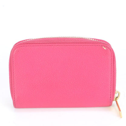 Saint Laurent Paris YSL Leather Coin Case Coin Purse Compact Wallet Round