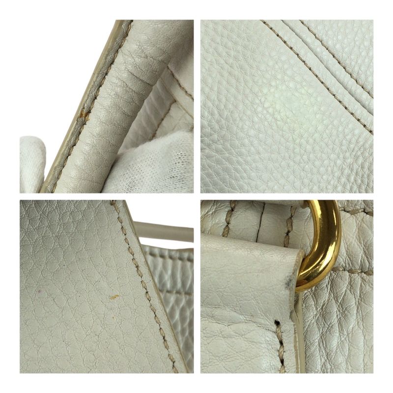 Prada Vittero Dino White Gold Hardware Leather Bn2534 Tote Handbag Women 505135