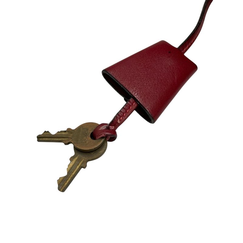 Hermes Boston Bag Leather Victoria Bow Ring Bag Rouge Red