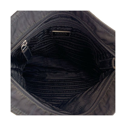 Prada Tessuto Triangle Logo Plate Unisex Black Silver Hardware Nylon Shoulder