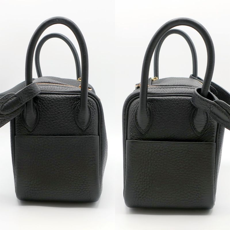Hermes Lindy Mini Taurillon Clemence Noir Black Gold Hardware