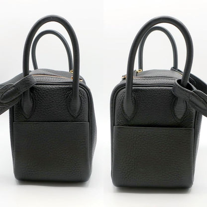 Hermes Lindy Mini Taurillon Clemence Noir Black Gold Hardware