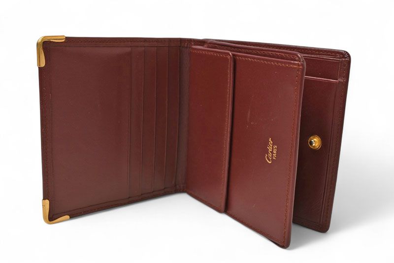 Cartier Fold Wallet Vintage Cartier Mini Wallet Must De Cartier Bordeaux