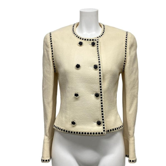 Chanel Jacket Size 34 S Women - 20770 Ivory And Black Long Sleeves / Double /